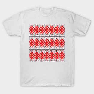 Unity - Force Protection Abundance - Ethno Ukrainian Traditional Pattern - Slavic Ornament Red Black T-Shirt